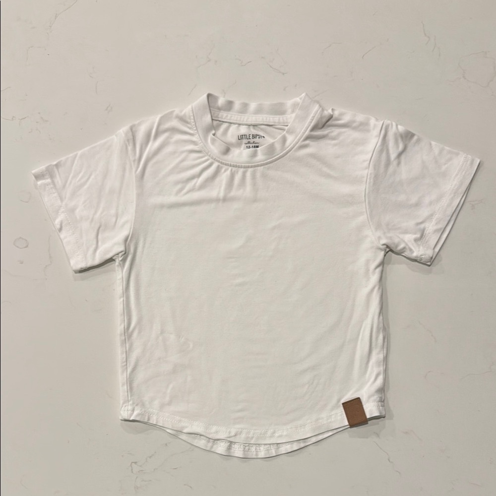 Little Bipsy Oversized Bamboo Tee in White. Size 12-18M.